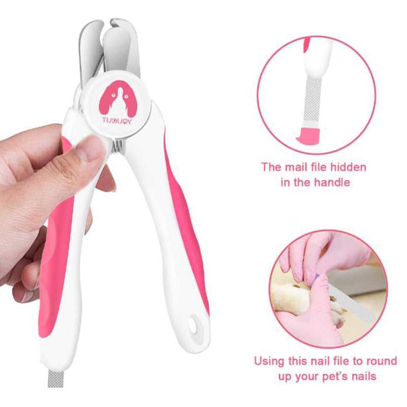 YouCut Dog Nail Clippers and Trimmers,Professional Grooming Tool with Safety Guard to Avoid Over Cutting,Free Nail File,Razor Sharp Blade,Sturdy Non Slip Handles for Large and Small Animals (Pink) Pink - BeesActive Australia