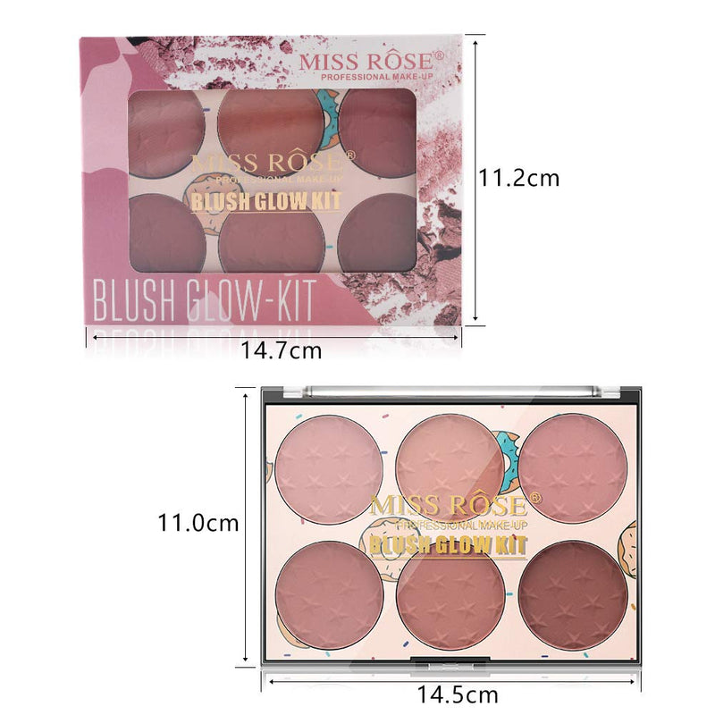FantasyDay Pro 6 Colors Large Compact Powder Blush/Cheek Contouring Blusher Makeup Palette Contouring Kit #2 - BeesActive Australia