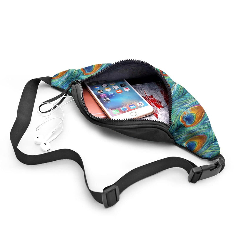 Peacock Fanny Pack For Men Women,With Adjustable Zipper Lightweight Strap Waist Pack For Casual Running Hiking Peacock - BeesActive Australia
