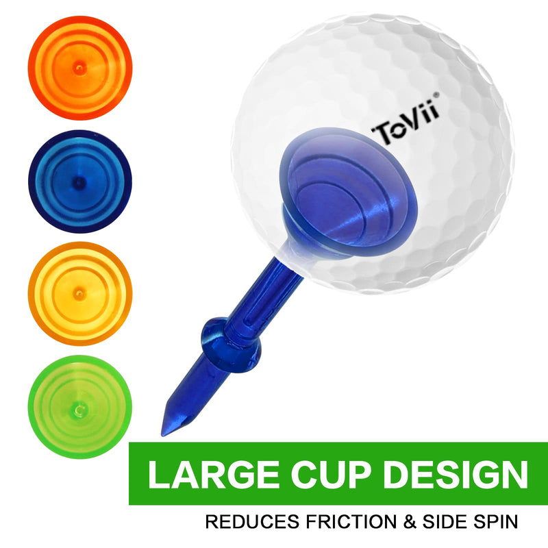 ToVii 3-1/4" Big Cup Plastic Golf Tees 40 Pack｜Excellent Durability and Stability Tees |Golf Plastic Tees Reduced Friction & Side Spin Blue(40*3-1/4") - BeesActive Australia