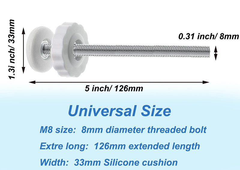 4Pcs Universal Baby Gate Threaded Spindle Rod, M8 (8mm) Replacement Bolt Part for Baby & Pet Pressure Mounted Safety Gates, Extra Long Baby Tension Gate Extender (White) White - BeesActive Australia