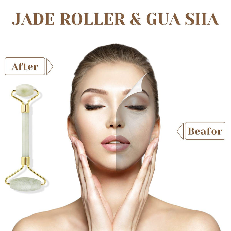 Jade Roller for Face,Facial Beauty Roller Gua Sha Scrapping,Face Eye Roller for Necks,Eyes,Reduce Wrinkle & Dark Circle Green - BeesActive Australia