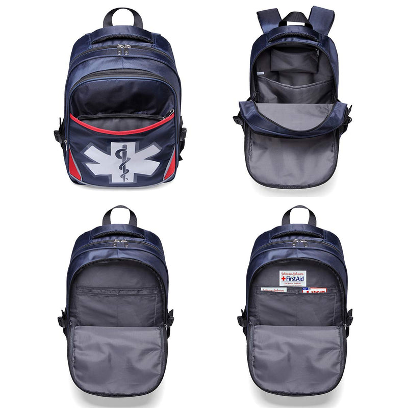 Camoredy First Aid Bag Empty Red Emergency Medical Backpack First Responder Trauma Bag Waterproof Multi-Pocket for Traveling, Field Trips, Camping, Hiking, Scout Troop, Childcare (Blue) Blue - BeesActive Australia