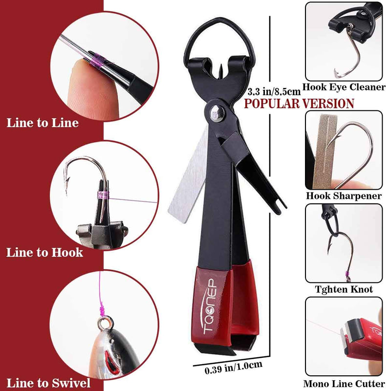 [AUSTRALIA] - TQONEP Fishing Quick Knot Tying Tool 420 Stainless Steel 4 in 1 Fly Line Clippers with Zinger Retractor Combo red 