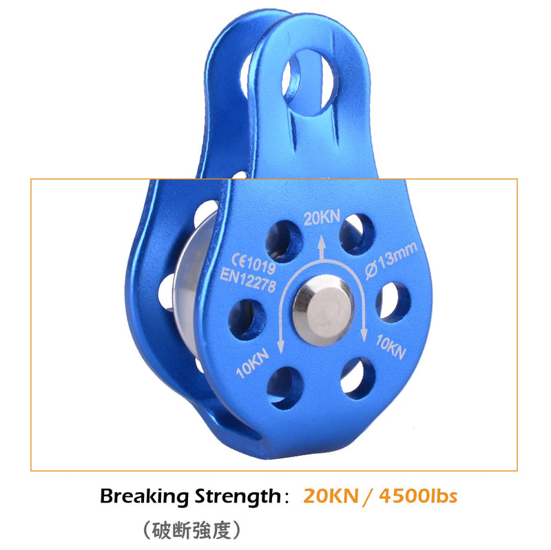 TRIWONDER 20kN Climbing Pulley Rescue Pulley Single Sheave Aluminum Fixed Eye Rock Rope Pulley Blue - BeesActive Australia