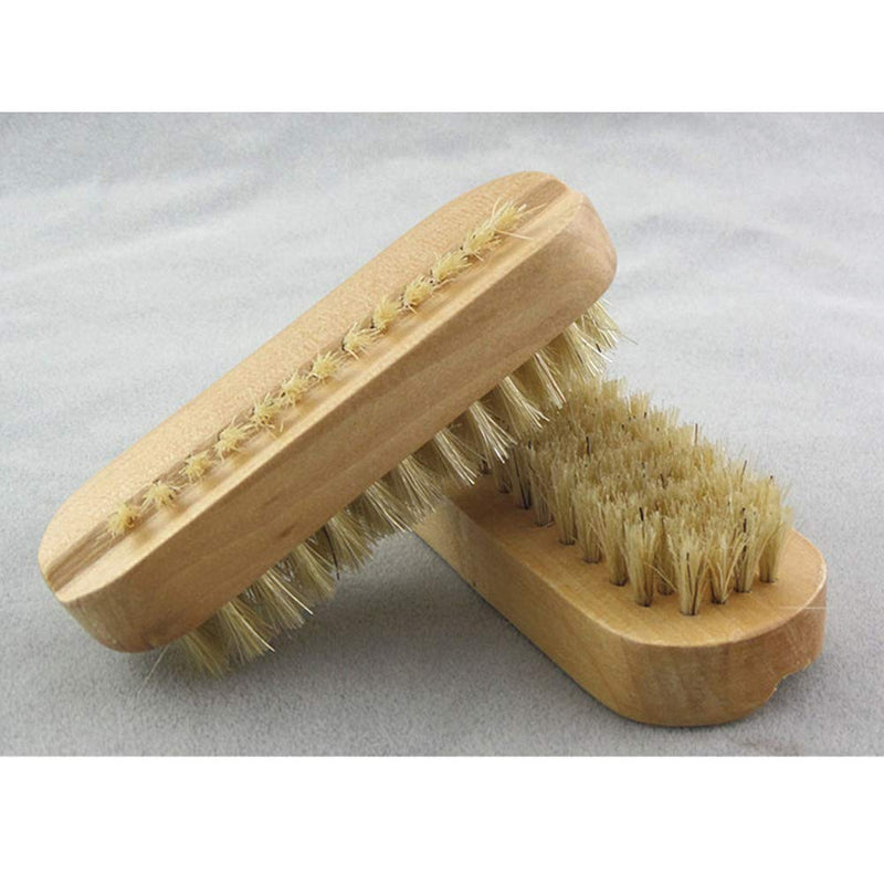 Frcolor 2Pcs Wood Nail Brush Scrub Boar Bristle Brush Nail Pedicure Tool for Nail Art - BeesActive Australia