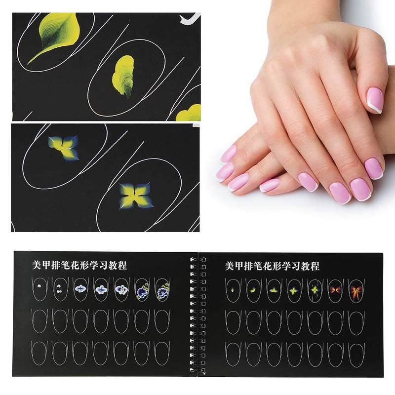 【𝐒𝐩𝐫𝐢𝐧𝐠 𝐒𝐚𝐥𝐞 𝐆𝐢𝐟𝐭】Great Choice Nail Practice Book, Nail Art Drawing Practice Template, Explain The Details for Home Salon Shop(Pen flower) Pen flower - BeesActive Australia