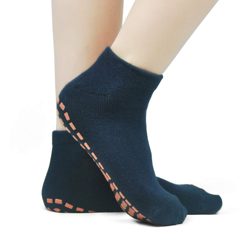 [AUSTRALIA] - Kids Anti-Skid Socks Trampoline Children's Slide Gripper Socks For Teenagers Black*2+navy Blue*2 6-9 years old Kids Size 