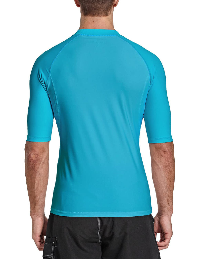 BALEAF Men's Short Sleeve Rashguard Swim Shirt UPF 50+ Sun Protection Rash Guard Blue Small - BeesActive Australia