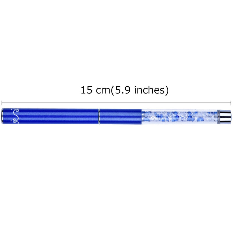 Ycyan 1Pcs Oval UV Gel Nail Brush Rhinestone Handle Professional Nail Art Tools Size 8 Blue - BeesActive Australia