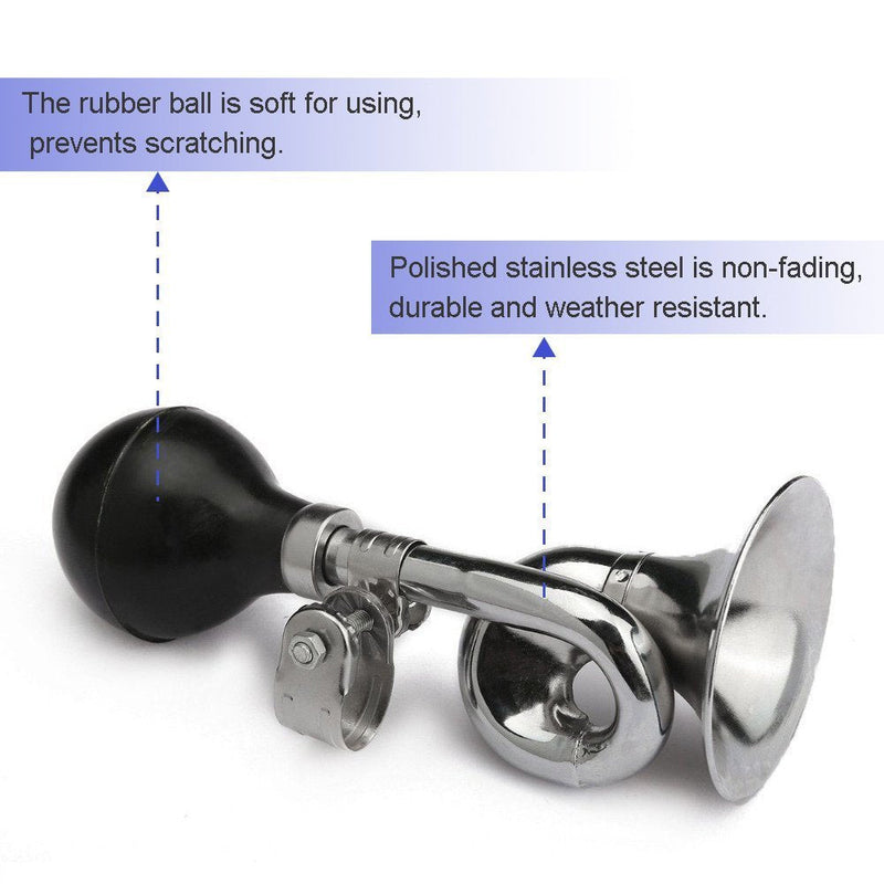 G Ganen Bugle Horn, Chrome Plated w/Black Bulb Vintage Metal Snail Air Loudspeaker Bells for Bike Vehicles Bicycles Cart - BeesActive Australia