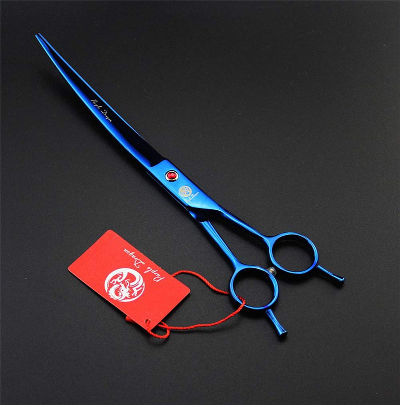Purple Dragon 8.0" Titanium Multicolor Professional Pet Grooming Scissors Set,Straight & Thinning & Curved Scissors Shear with Bag for Dog Cat Grooming Blue - BeesActive Australia