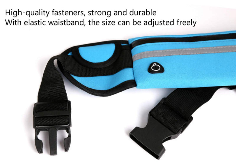 QWEQWE Running Belt with Water Bottle Holder,Sweatproof and Waterproof, Sports Fanny Pack with Holder, Machine Washable,Can Hold Cash Keys Cards Phone Light Blue Large - BeesActive Australia