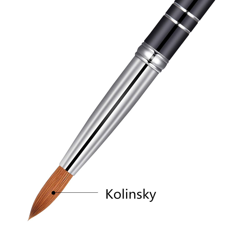 Shine Chance of Size 8/10/12/14 Kolinsky Hair Acrylic Brush for Artificial Nail Fashioning with Two Lines Black Handle (#14) #14 - BeesActive Australia