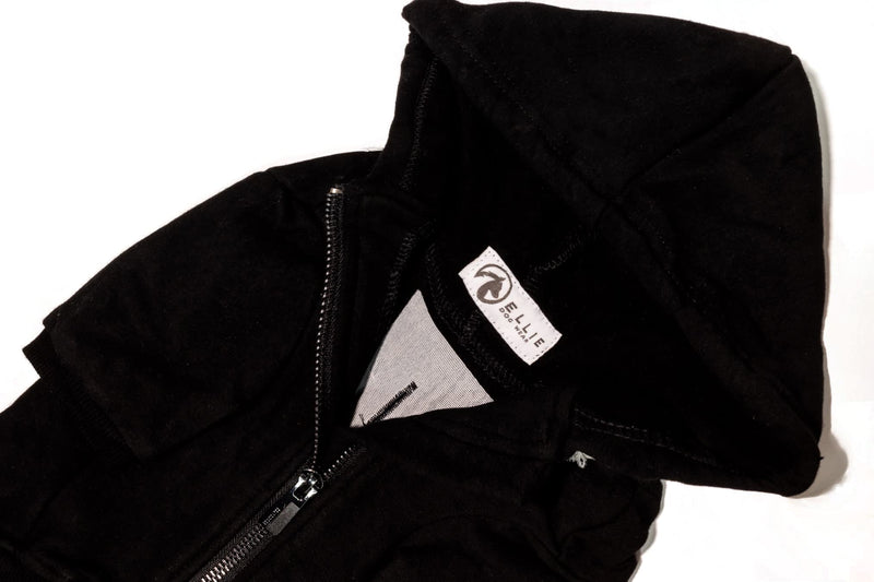 Adventure Zip Up Black Dog Hoodie with Hook & Loop Pockets and Adjustable Drawstring Hood - XXS to XXL Available - Comfortable & Versatile Dog Hoodies XL - BeesActive Australia