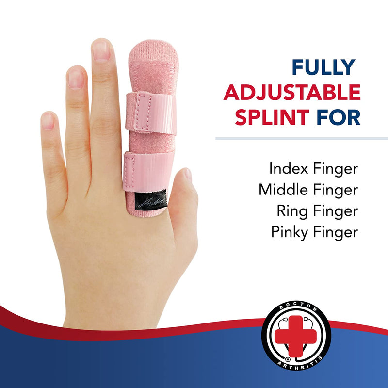 Doctor Developed Finger Splint and Handbook [1-Piece] - Braces, Splints & Supports Index, Middle, Ring & Pinky Finger - Padded Finger Splints for Straightening - Full Finger Guard (Pink, S/M, Single) Pink 1 - BeesActive Australia