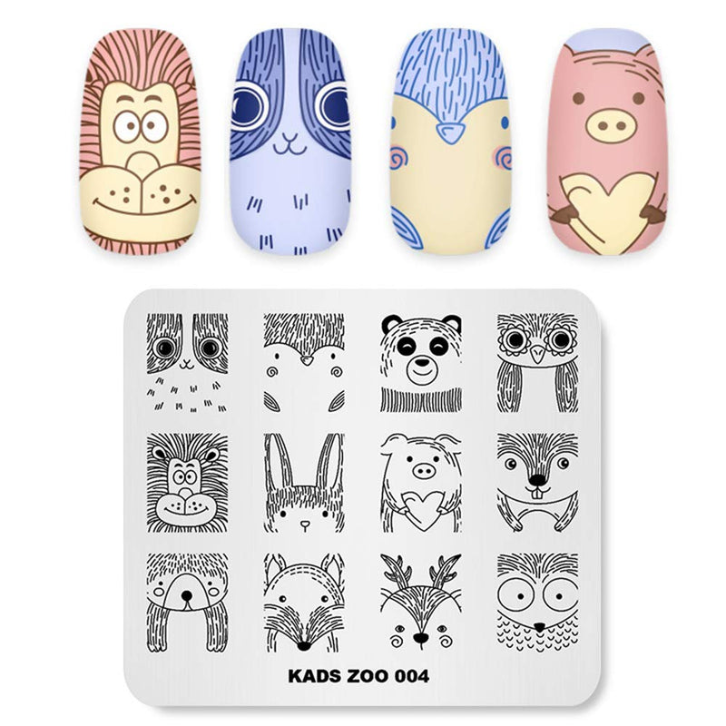 KADS Nail Art Stamp Plate Cute Animal Series Nail stamping plate Template Image Plate Nail Art DIY Decoration Tool Butterfly Dog Fox - BeesActive Australia
