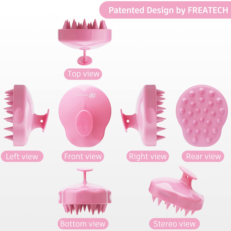FREATECH Scalp Massager Shampoo Brush with Soft & Flexible Silicone Bristles for Hair Care and Head Relaxation, Ergonomic Scalp Scrubber/Exfoliator for Dandruff Removal and Hair Growth, Pink - BeesActive Australia
