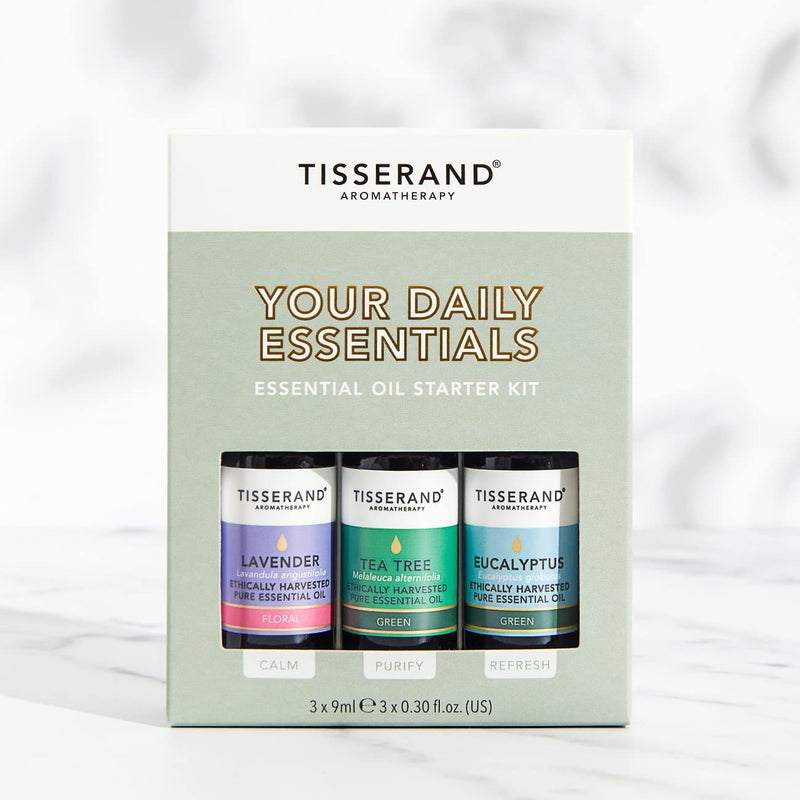 Tisserand Aromatherapy - Your Daily Essentials Kit - Lavender, Tea Tree and Eucalyptus - 100% Natural Pure Essential Oils - 3x10ml - BeesActive Australia