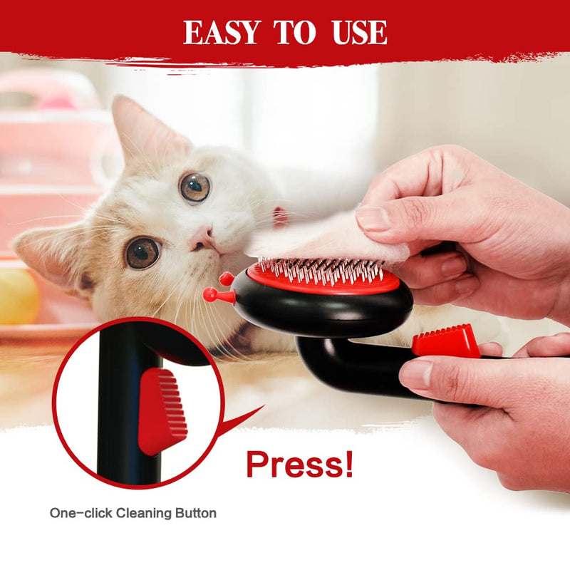 Cat Brush for Self Cleaning Shedding and Grooming, Unique Bee Brush with 184 Massage Needles, Soft Handle，Easily Removes Mats or Loose Undercoat Hairs for Long& Short Haired Dogs and Cats(Black) - BeesActive Australia