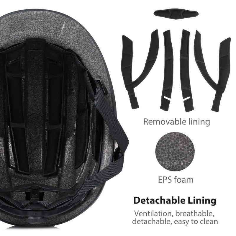 PHZ. Adult Bike Helmet with Rear Light for Urban Commuter Adjustable for Men/Women Matte Black Universal M (55-58 cm) - BeesActive Australia