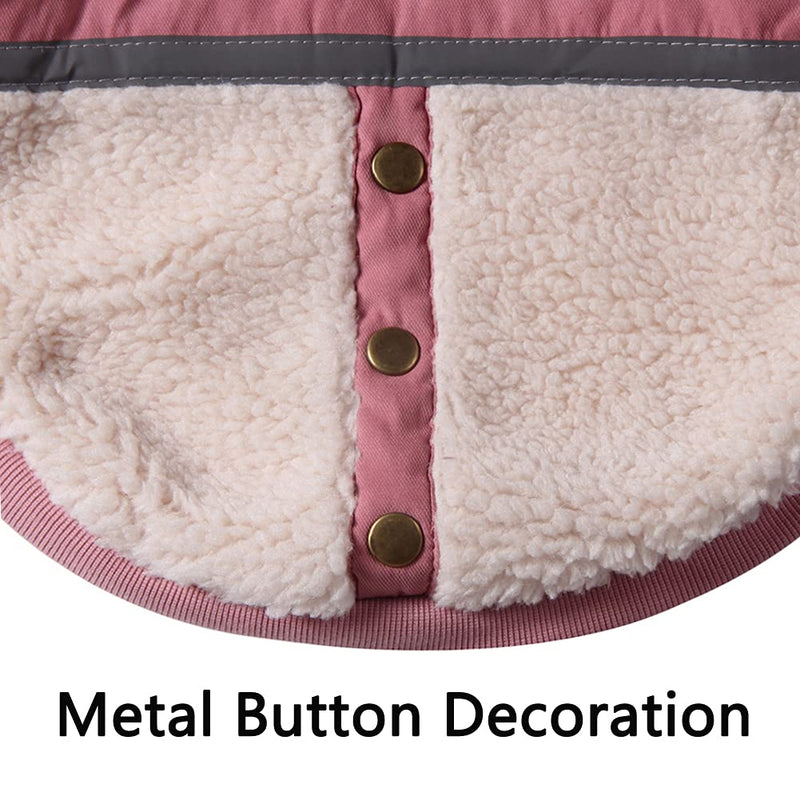 vecomfy V-Collar Dog Coats for Small Dogs Fleece Lining Warm Puppy Jacket for Cold Winter Pink - BeesActive Australia