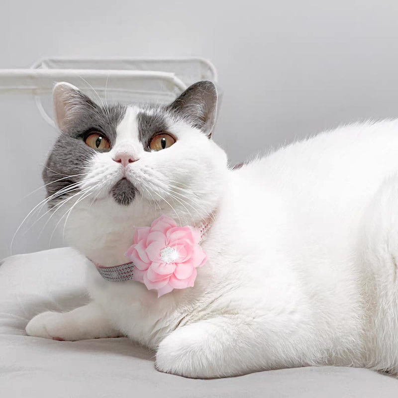IDOLPET Cat Collar Bling Diamond Breakaway Cat Collar with Bell Rhinestones Pet Collars with Soft Velvet Adjustable Shine Collar for Cats Girls and Small Dogs Puppy Pink - BeesActive Australia