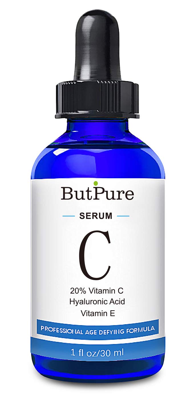 ButPure Vitamin C Serum For Face With Hyaluronic Acid and Vitamin E – Natural Moisturizing Facial Skin brightening Serum – Reduce Dark Circle, Fine Line and Sun Damage – Vegan Friendly - 1 oz - BeesActive Australia