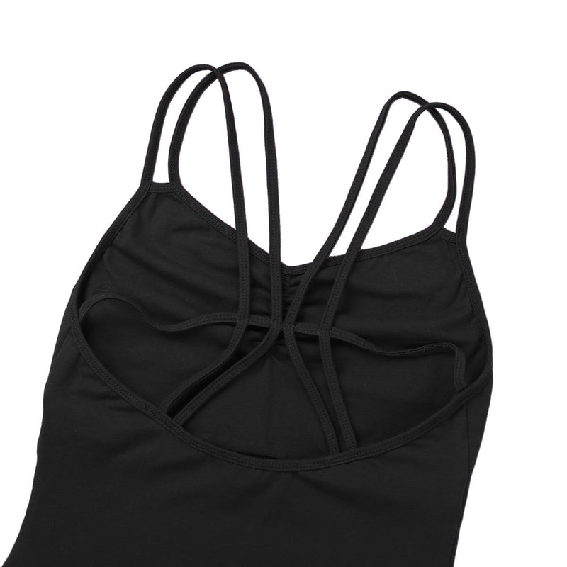 [AUSTRALIA] - Alvivi Women's Spaghetti Straps Ballet Dance Criss Cross Camisole Leotard Gymnastics Bodysuit … X-Small Black(ruched Front) 