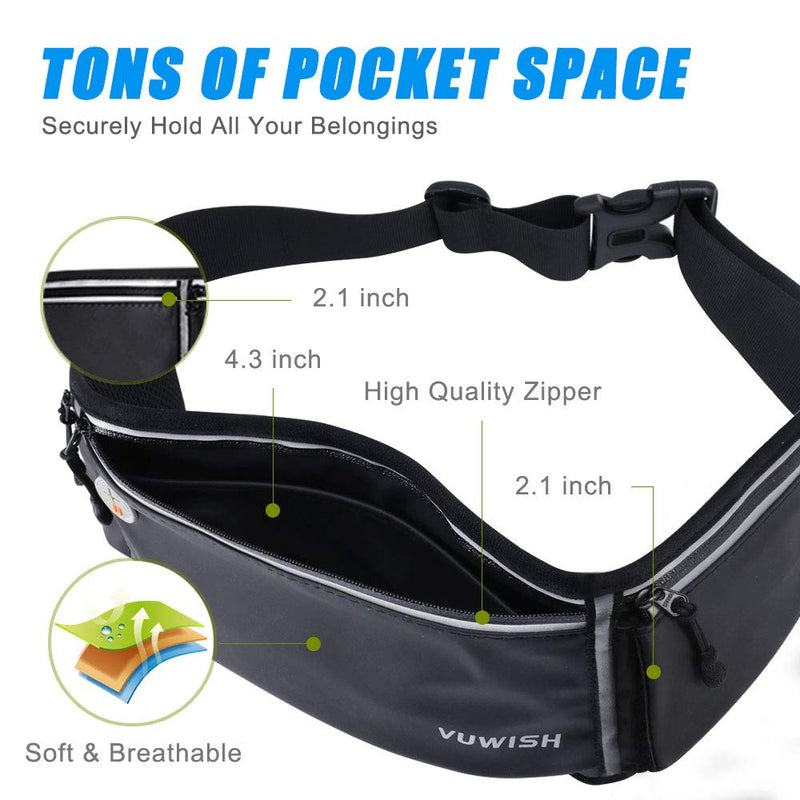 VUWISH Running Belt Fanny Pack, Adjustable Running Waist Pack Bag with Foldable Water Bottle Holder, Unisex Sport Pouch Belt for Fitness Jogging Hiking Travel,Cell Phone Holder Fits All Phones iPhone - BeesActive Australia
