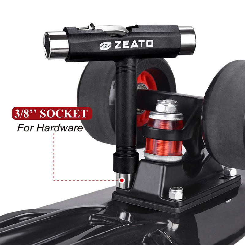 Zeato All-in-One Skate Tools Multi-Function Portable Skateboard T Tool Accessory with T-Type Allen Key and L-Type Phillips Head Wrench Screwdriver Black - BeesActive Australia