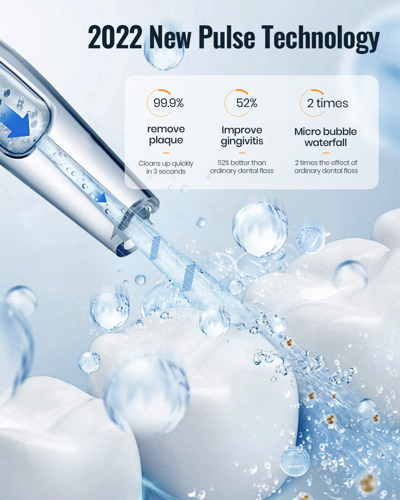 Water Flosser Cordless Advanced Water Flosser Teeth Cleaner Capacity, USB Rechargeable Dental Flosser, IPX7 Waterproof 3 Modes & 3 Jet Tips and 1 Tongue Scraper for Teeth/Braces/Bridges Clean Black - BeesActive Australia