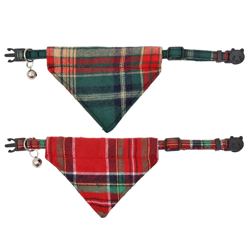 Lamphyface Christmas Cat Collar Breakaway with Cute Removable Bow Tie Flower Bandana and Bell for Kitty Adjustable Safety Plaid - BeesActive Australia