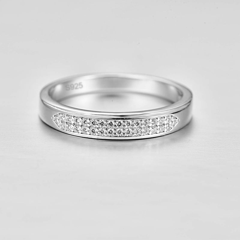 Empsoul 925 Sterling Silver Women's Eternity Pave Diamond High Polish Gift for Her Aniversary Bridal Wedding Band Ring Size 6 US6 White - BeesActive Australia