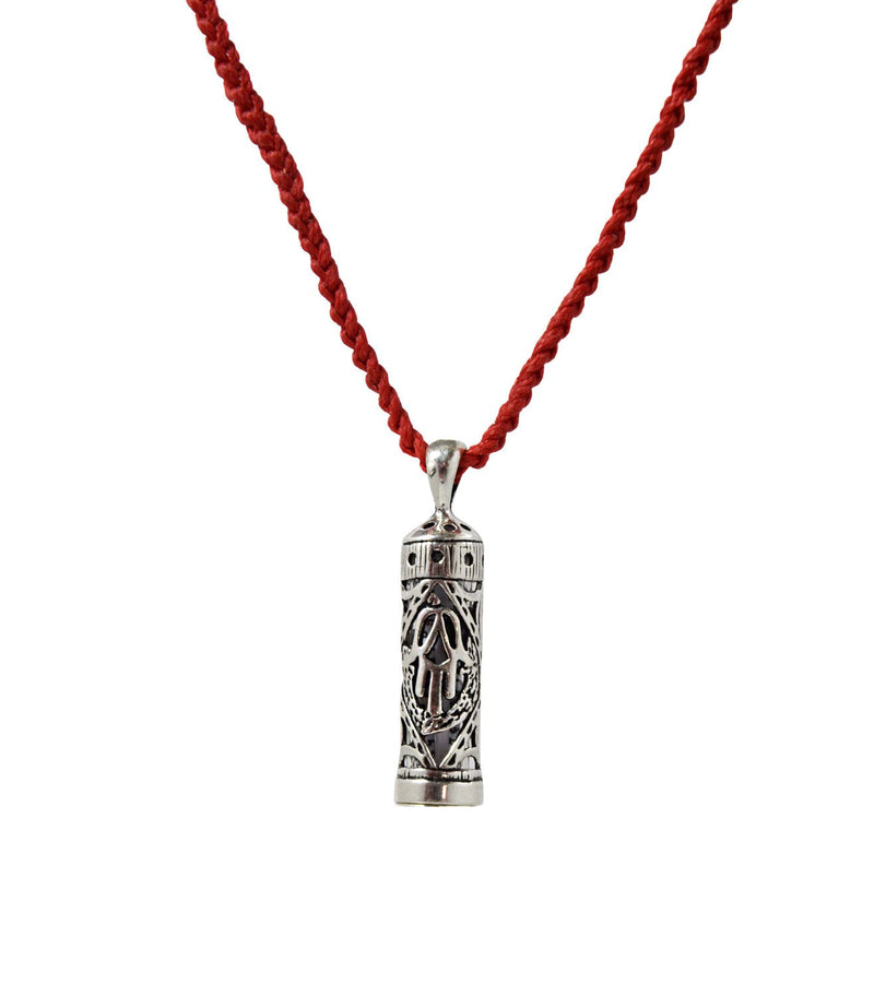 MIZZE Made for Luck Women's Traveler's Prayer in Sterling Silver Mezuzah Prayer Box on Red Knitted Necklace - BeesActive Australia