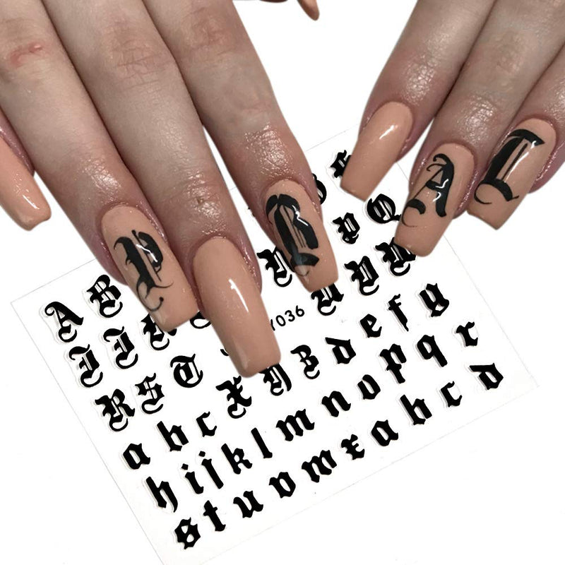 5sheet/lot 3D Letter Nail Art Sticker Nail Decal Old English alphabet Character Nail Sticker Decals Nail Decoration DIY - BeesActive Australia