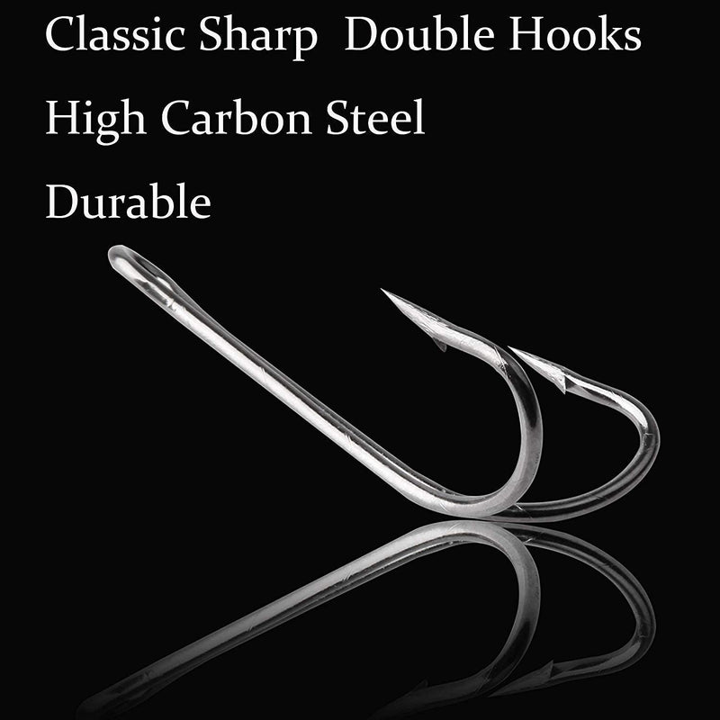 AGOOL Classic Double Fishing Hooks Kit 30/140pcs Frog Hooks Fly Tying Fishing Hooks Sharp Open Shank 3X Strong High Carbon Steel Barbed Black Small Size for Saltwater and Freshwater 140PCS KIT - BeesActive Australia