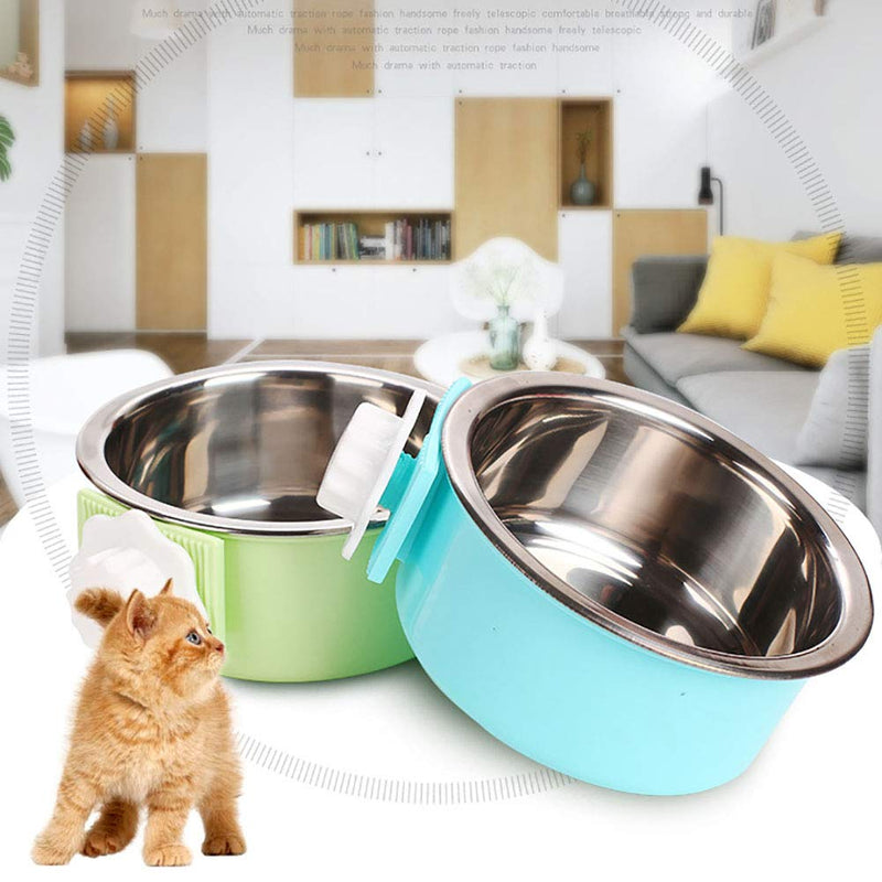 Crate Dog Bowl, Stainless Steel Removable Hanging Food Water Bowl Crate Coop Cup ,Pet Cage Bowls with Bolt Holder for Dog, Puppy, Cat, Rabbit, Bird ,Small Animals Large (Pack of 1) Blue Round - BeesActive Australia