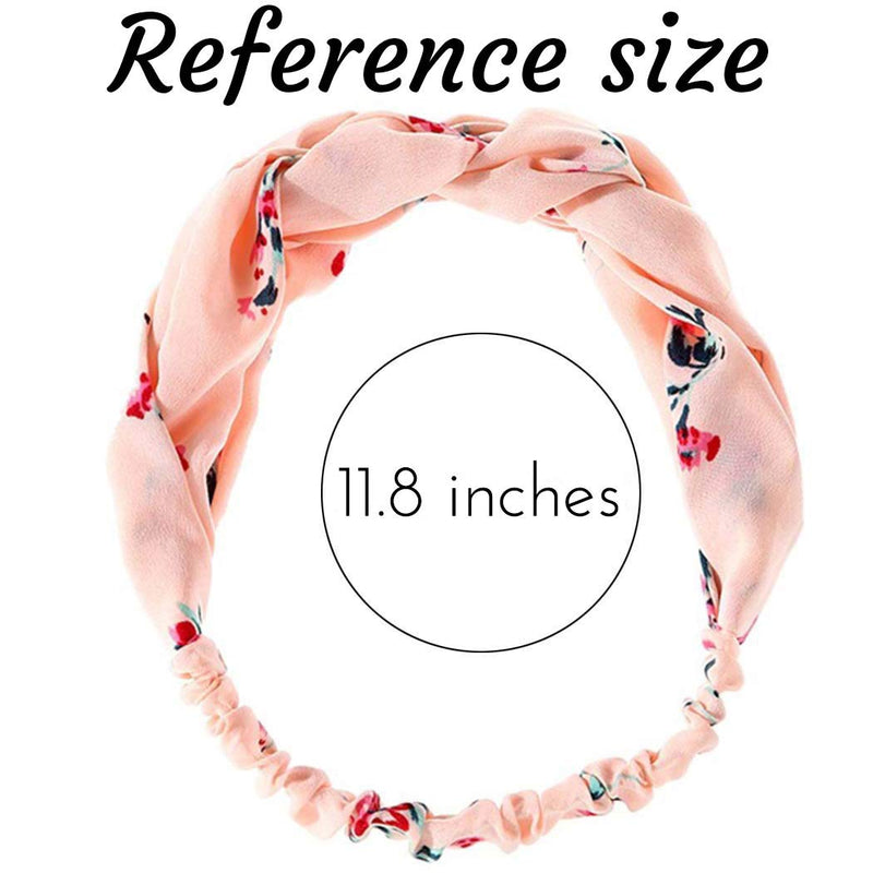 Brishow Boho Turban Cross Headband Stretchy Fabric Headpiece Flower Elastic Knotted Wide Head Wrap Printed Hairband Fashion Head Bands Accessories for Women and Girls (Pack of 4) - BeesActive Australia