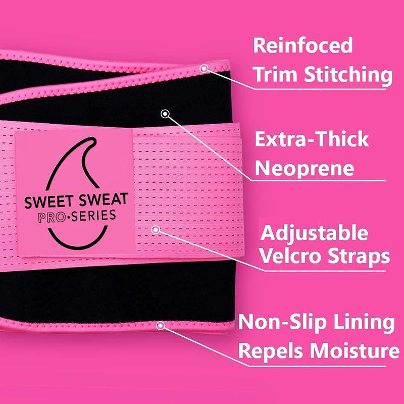 Sweet Sweat 'Pro-Series' Waist Trimmer Belt | Premium Waist Trainer with adjustable straps for a Tighter Fit & Better Sweat! Medium-Large Pink - BeesActive Australia