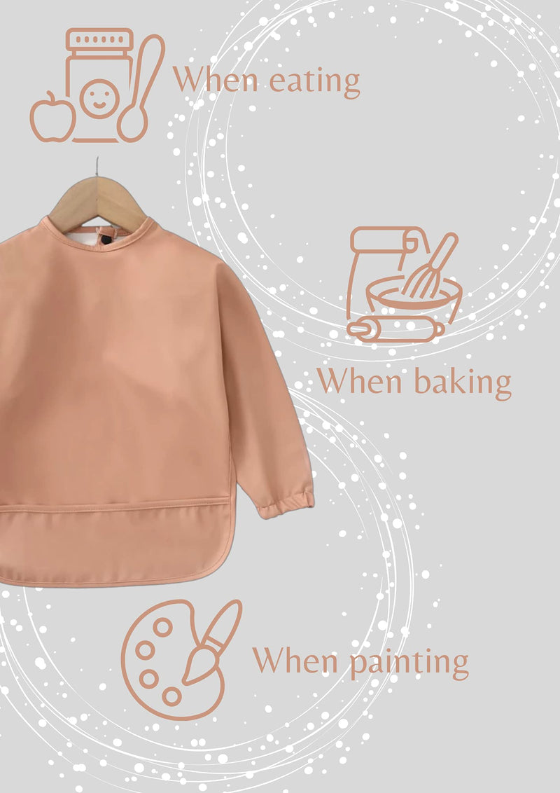 Blumie Baby Bibs with long sleeves, waterproof wipe clean cape for weaning, painting apron for infants and toddlers 6-36 months Blue - BeesActive Australia