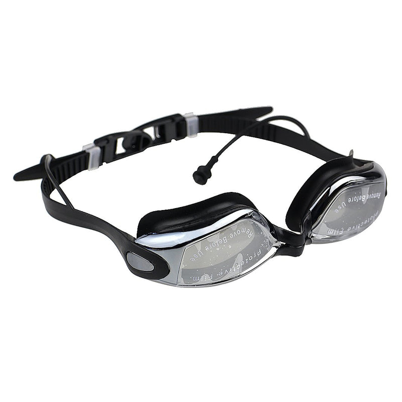 [AUSTRALIA] - Rosa Schleife Swim Goggle, Large Swimming Goggles with Siamese Ear Plugs Anti-Fog and UV Protection Clear Lens for Adult Men Women Indoor Outdoor Ocean Swimming Goggles(Black) 