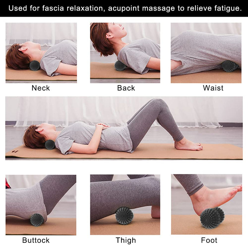 SELEWARE Peanut Massage Ball, Peanut Double Lacrosse Massage Roller Ball for Back Neck Shoulder Spine Legs Hips, Deep Tissue Peanut Roller Ball Trigger Point Muscle Massage Ball, Black - BeesActive Australia