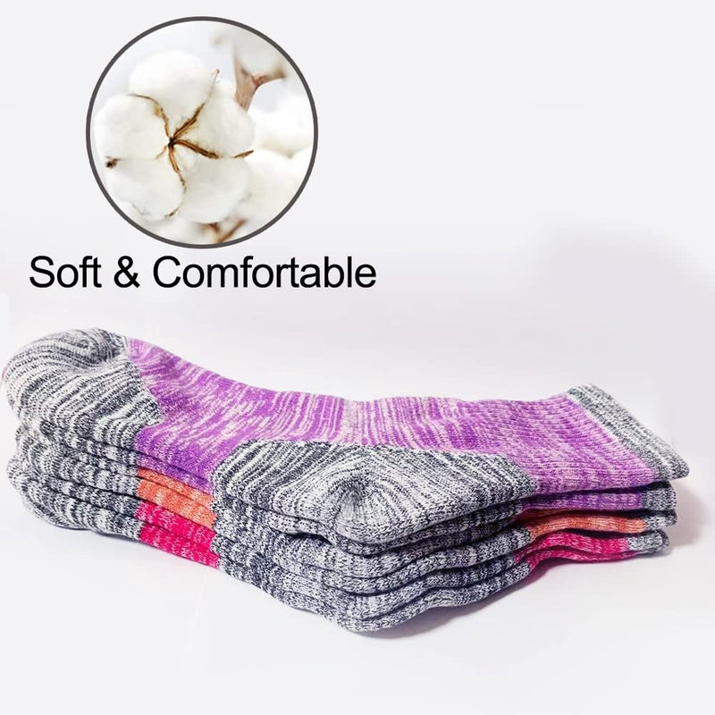 Women's Hiking Walking Socks,Multipack Outdoor Recreation Socks,Performance Wicking Cushioned Cotton Gym Athletic Crew Socks Size 6-10 (3 Pairs) - BeesActive Australia