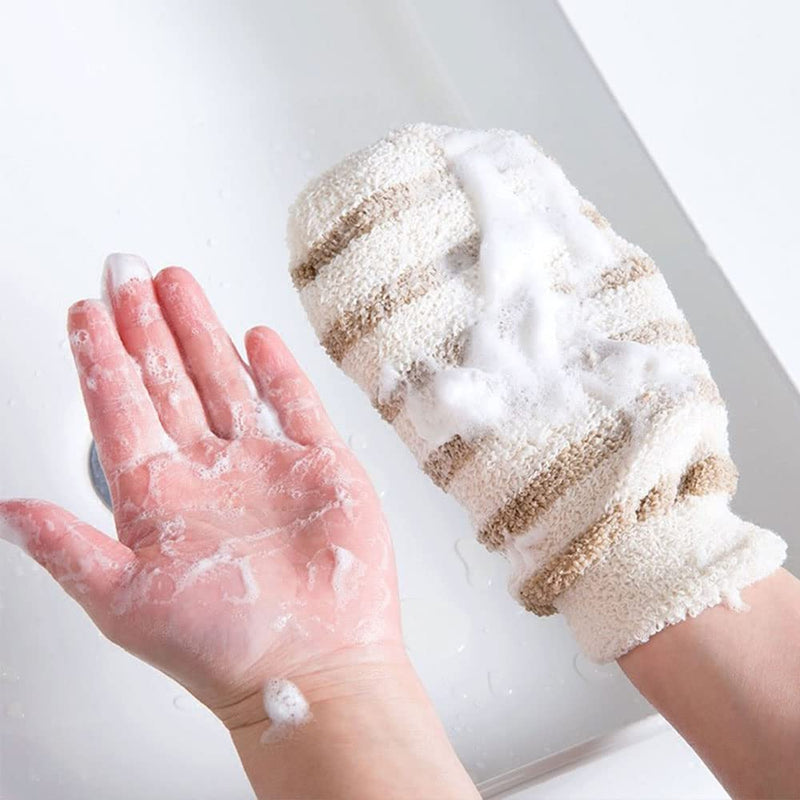 2 Pcs Flax Exfoliating Gloves Natural Flax Bamboo Exfoliator Mitt Shower Body Scrub Gloves for Remove Dead Skin Shower Body Spa Massage - BeesActive Australia