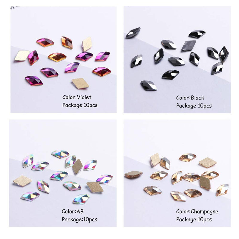 70Pcs Diamond Crystal Nail Rhinestone Gemstone Pearl 3D Nail Art Mobile Sewing Multicolor AB Crystal Bead Flash DIY - BeesActive Australia