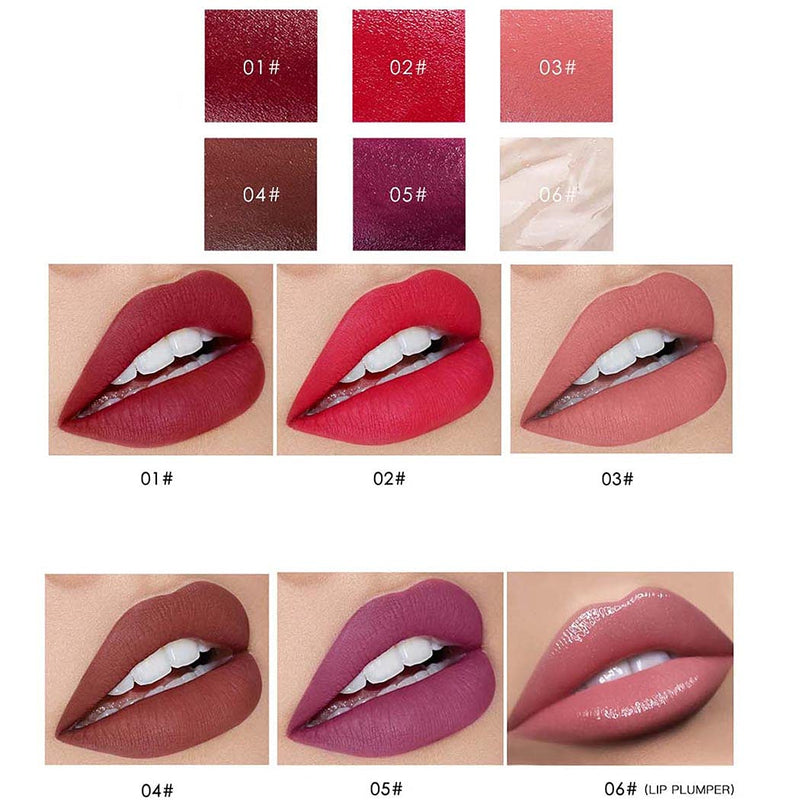 Eyret Matte Velvet Cream Liquid Lipstick Set Nude Waterproof Long Wearing Lip Gloss Mini Set High-pigments Lip Graze Set Red Christmas Gifts for Women and Girls(6 Pcs) (I-Nude) I-Nude - BeesActive Australia