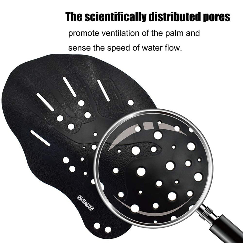 Vsidea Swim Training Hand Paddles with Ear Plugs and Nose Clip, Adjustable Straps Contour Swimming Paddles for Women Men and Children Professional Swimming Accessories Black - BeesActive Australia