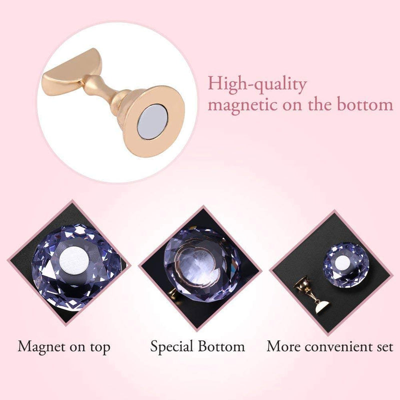 Magnetic Nail Tip Practice Stand Base Nail Tip Stand 3 Colors Alloy Holder Crystal Nail Art Display Tools (Purple) Purple - BeesActive Australia