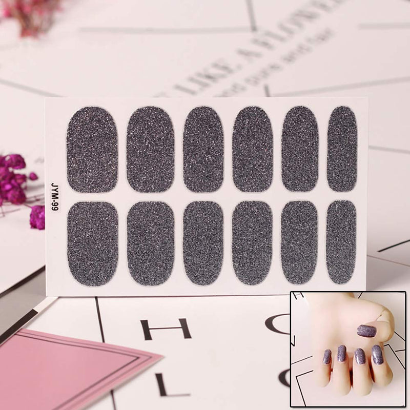 SILPECWEE 6 Sheet Glitter Nail Polish Wraps Stickers Strips Solid Color Adhesive Nail Art Decals Design Manicure Kit and 1Pc Nail File - BeesActive Australia